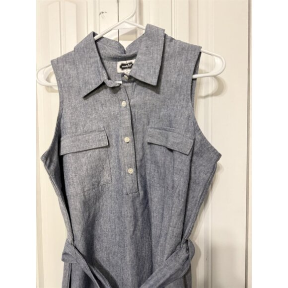 Mudpie Dress Chambray Sleeveless Womens Medium Belted - Picture 2 of 7